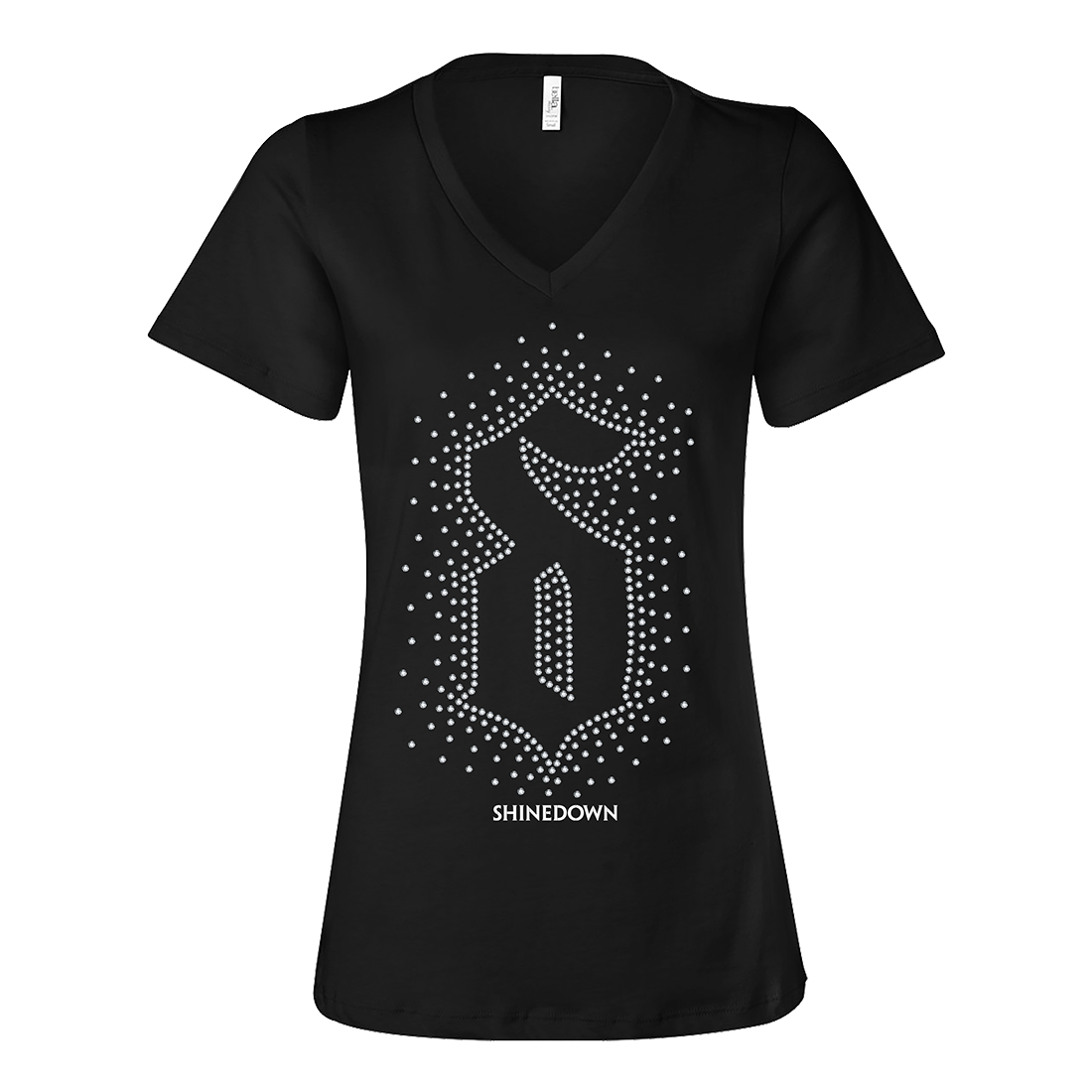 Rhinestone V-neck Women's Logo T-shirt