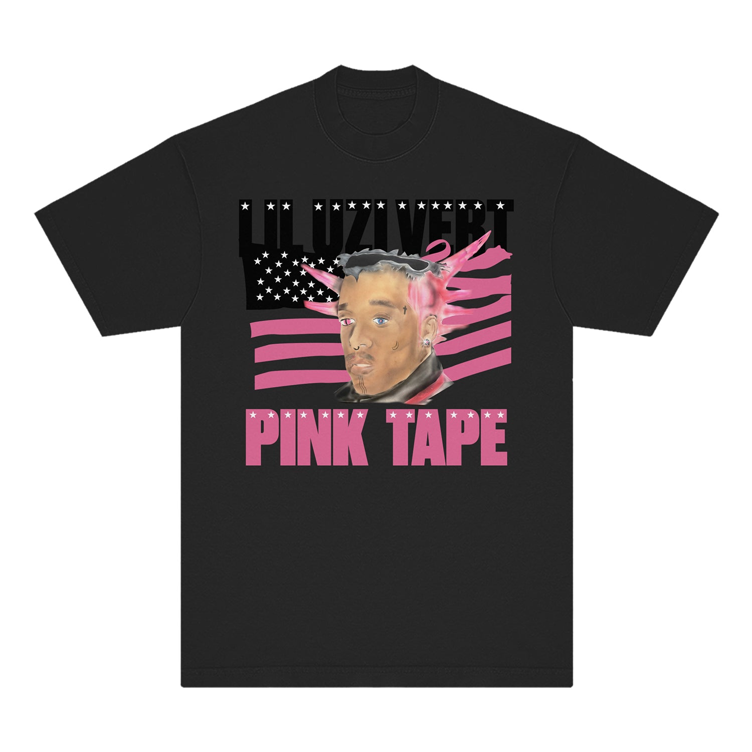 Pink Tape Black Portrait T-shirt