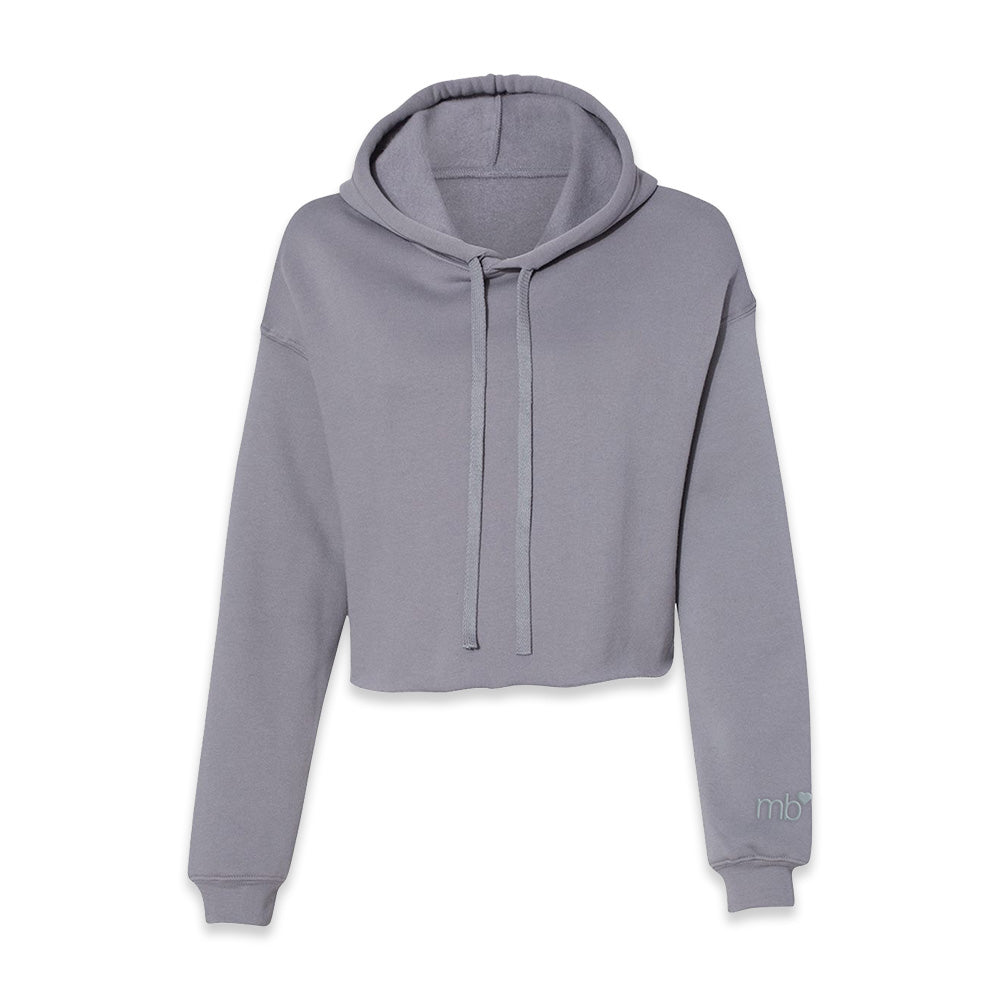 MB Heart Logo Embroidered Cropped Gray Hoodie